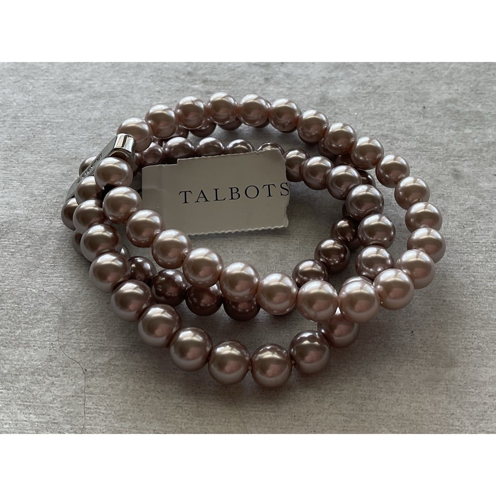 Talbots Multi Strand Faux Pearl Stretch Bracelet Estate Jewelry Original Tags